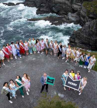 The Roses pictured with Cllr. Michael Cahill, Cathaoirleach Kenmare Municipal District, at the Kerry Cliffs, Portmagee.

The Kerry Cliffs stand over 1000ft above the wild Atlantic and were formed in a desert environment 400 million years ago. Out to the west stand the amazing Skellig Rocks one of only three UNESCO world heritage sites in Ireland.

Photo By : Domnick Walsh © Eye Focus LTD .
Domnick Walsh Photographer is an Irish Aviation Authority ( IAA ) approved Quadcopter Pilot.
Tralee Co Kerry Ireland.